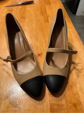 Nordstrom Two-Tone Mary Jane Pumps - Tan and Black size 5.5